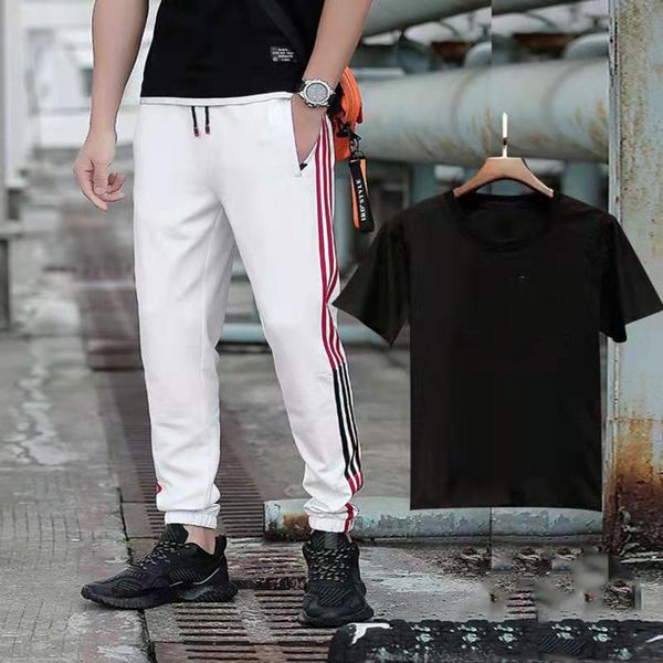 

2021 selling men's jogging design fashion men's tracksuits outdoor casual short sleeve t-shirt + slim long pants summer sweatsuit, Gray