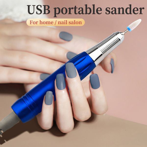 

usb portable electric polisher strong manicure machine file pedicure nail art equipment tools ceramic drill bits