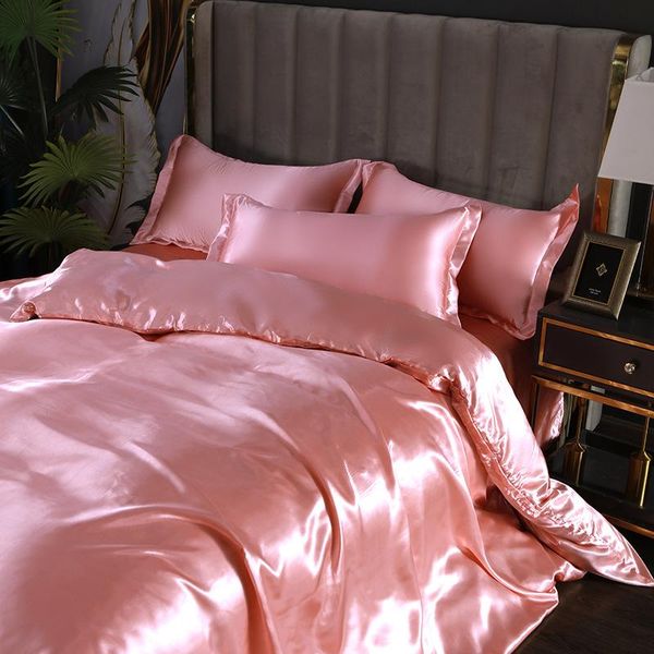 

bedding sets pure color duvet cover set 3/4 pieces bedclothes include bedsheet pillowcase comforter luxury pink nordic style oceania