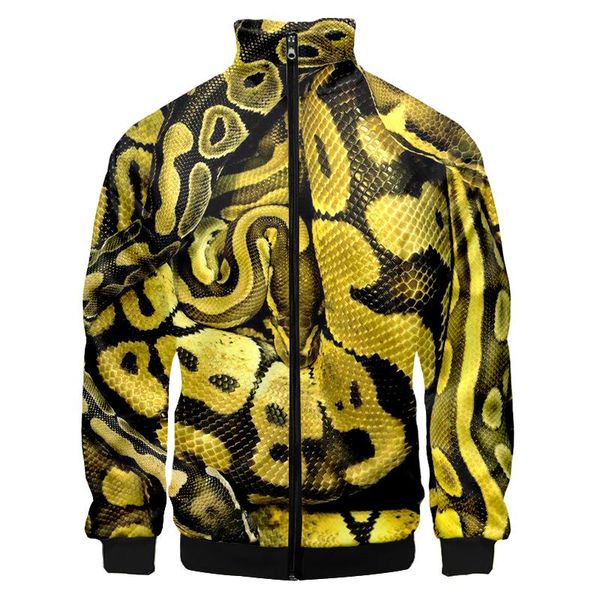 

men's jackets man gold snake skin zip jacket 3d printed luxurious windbreaker casual big size garment autumn coat dropship custom, Black;brown