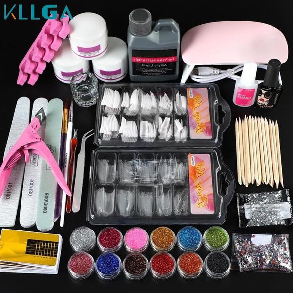 

nail art kits kllga diy kit full manicure set with drill machine acrylic powder liquid glitter lamp tips tools