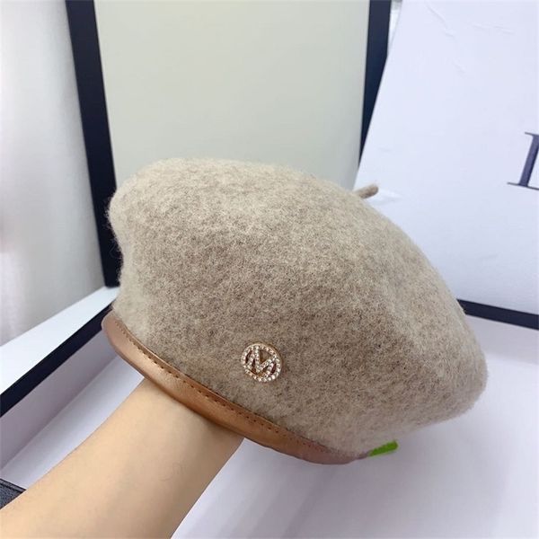 

design autumn and winter fashion -standard beret female versatile british wool tweed painter hat pumpkin 70% off, Blue;gray