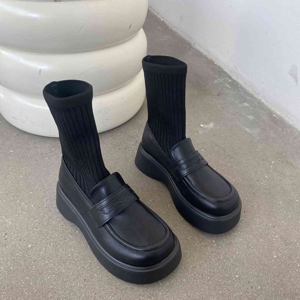

british style socks boots martin women fashion thin thick soled short elastic big head baby shoes outlet black friday