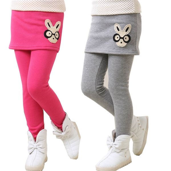 Leggings für Mädchen Winterhosen Kinderhosen Mädchen Winter Leggings Fleece warm falsche zwei Stücke Culotte Kinder geteilter Rock 210303