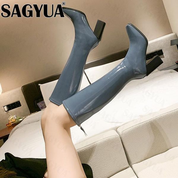 

boots winter women pumps designer mid heels zipper knee-high motorcycle 2021 fashion shoes warm cozy snow lady botas zapatos, Black