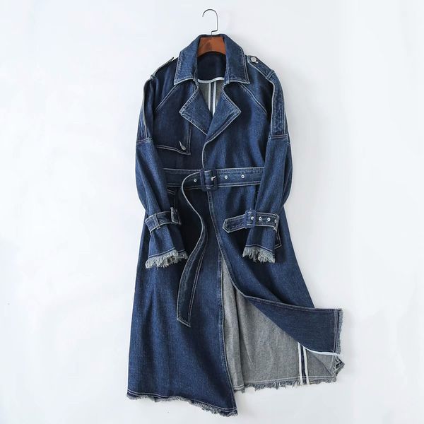 

2021 spring new style windbreaker blue waist slim long fur coat turn-down collar winter clothes women kiig, Tan;black