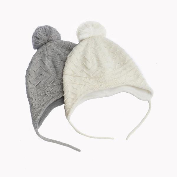 

autumn winter warm cute hair ball baby hat infant ear protection knitted beanie 54da, Yellow