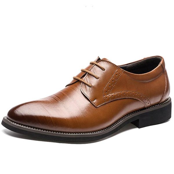 

dress shoes genuine leather men brogues lace-up bullock business oxfords male formal plus size38-48, Black