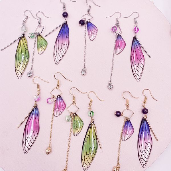 

earrings butterfly fresh fashion ins simulation cicada wing long tassel bride, Silver