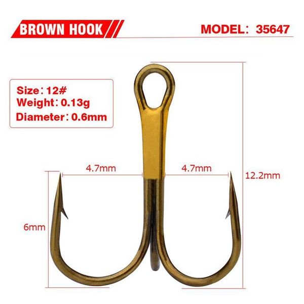 

high quanlity 7size gold stainless steel fishing hook treble hooks with barb freshwater/saltwater fishing tackle teuzl cbyag