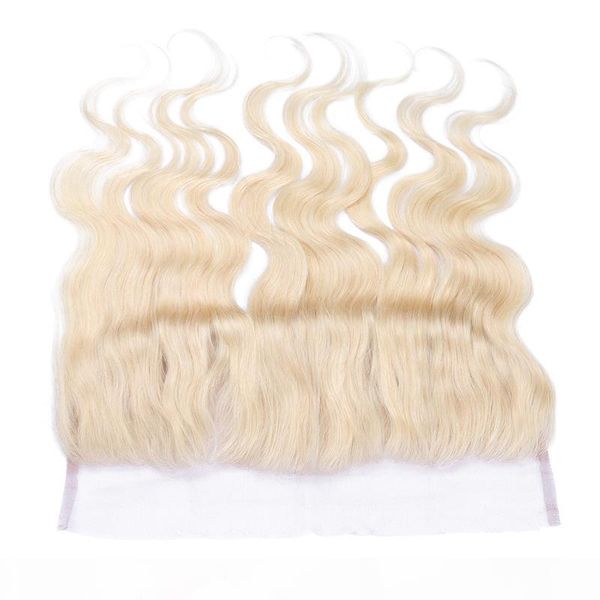 

13x4 ear to ear lace frontal closure 8a malaysian 613 blonde body wave wavy full lace frontals with baby hair bleached knots, Black;brown