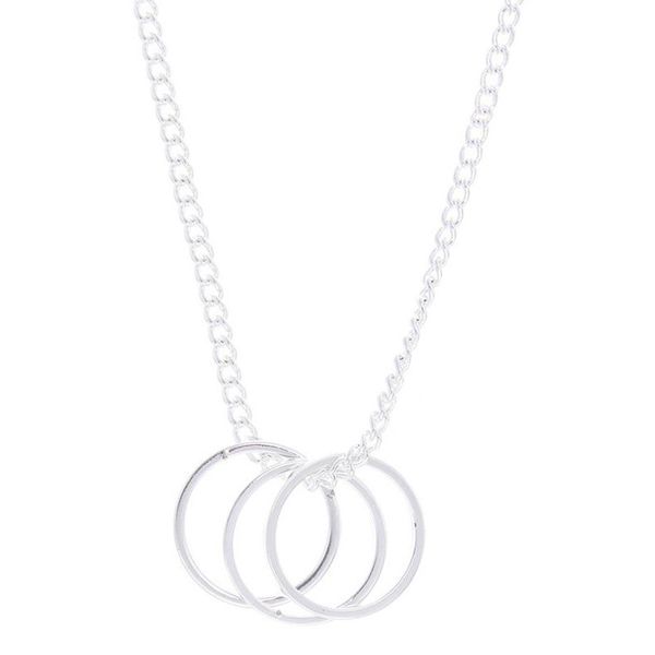 

three-loop necklace geometric clavicle chain, Silver