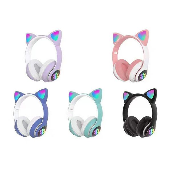 

head-mounted earphones bluetooth headphones cute luminous cat ears claw kawaii and cool wireless headset for pc xiaomi smartphone