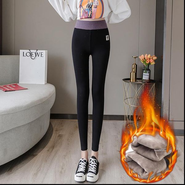 

winter velvet leggings for women keep warm pants high waist cold resistant legging 2020 new drop shipping good quality, Black