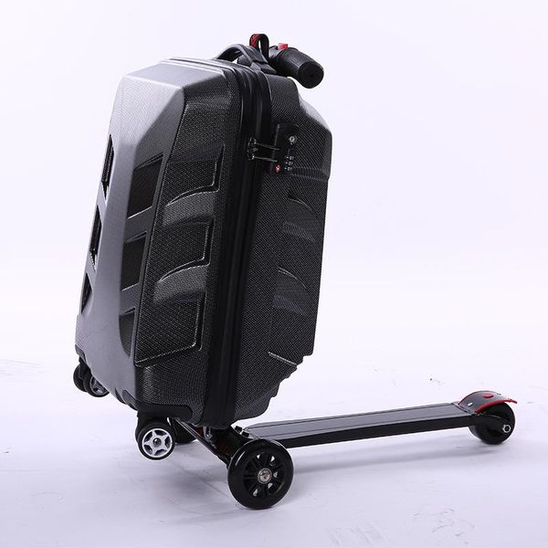 

suitcases creative scooter rolling luggage casters wheels suitcase trolley men travel duffle aluminum carry on
