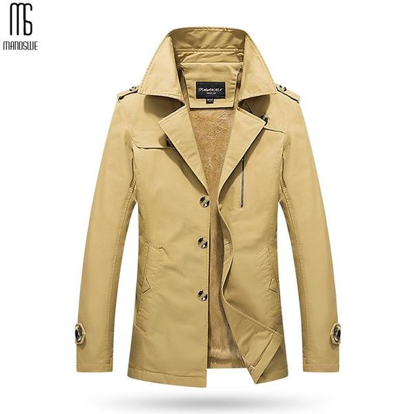 

men's trench coats manoswe fashion jackets sell windbreaker overcoat casual autumn winter bomber jacket plush long sleeves male, Tan;black