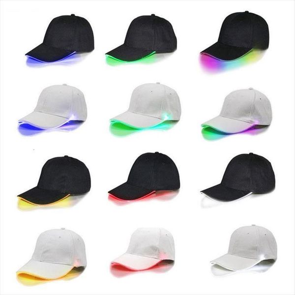 

super dazzling led luminous fiber optic baseball cap lighted up glow club party hip hop adjustable sport, Blue;gray