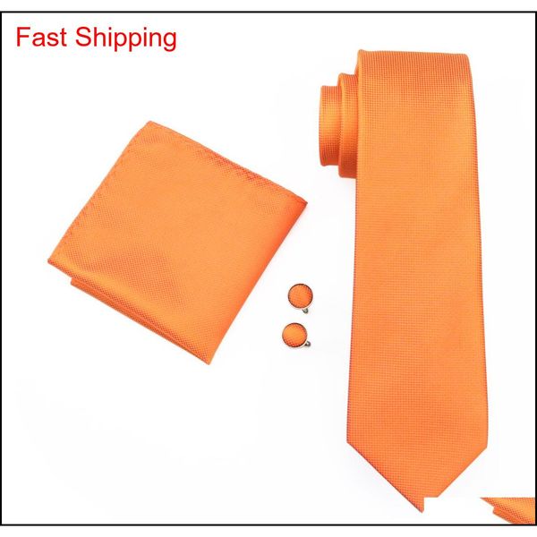 

fast shipping wedding orange tie hanky cufflinks mens silk jacquard woven classic casual ne qyldih bdehome, Black;blue