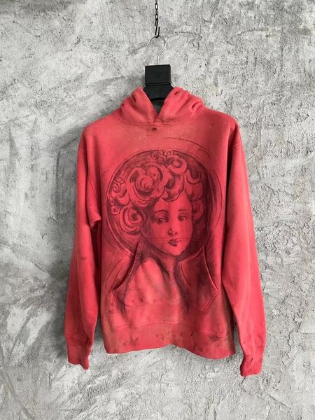 

men's hoodies & sweatshirts men and women vintage retro tie dye distressed virgin mary red hoodie regular fit, Black