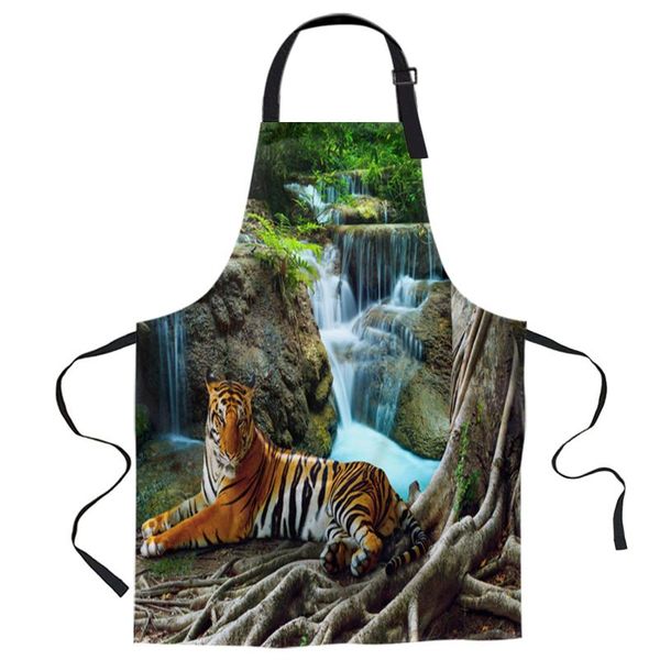

aprons forest animal tiger printed kitchen cooking baking canvas sleeveless for women man kids home delantal cocina