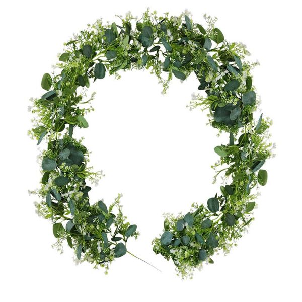 

2m artificial green eucalyptus garland leaves vine fake vines rattan gypsophila plants ivy wreath wall decor wedding decoration