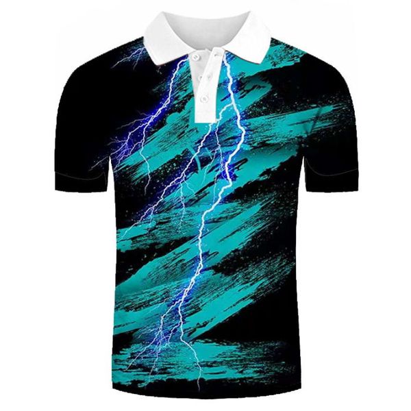 

Thunder pattern men's 3D printed T-shirt visual impact party top streetwear punk gothic round neck high quality American muscle style s, White;black