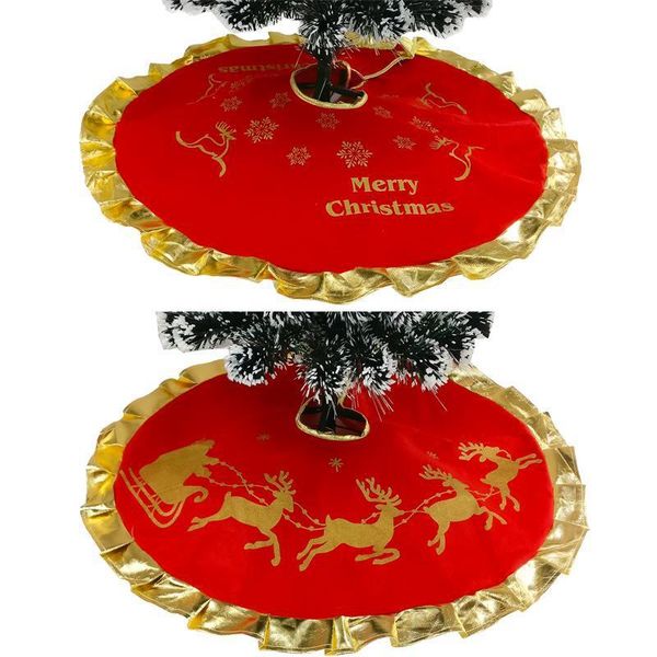 

christmas decorations 36inch/90cm merry tree skirt deer reindeer cart red golden year xmas decoration navidad carpet noel natal jhfy01