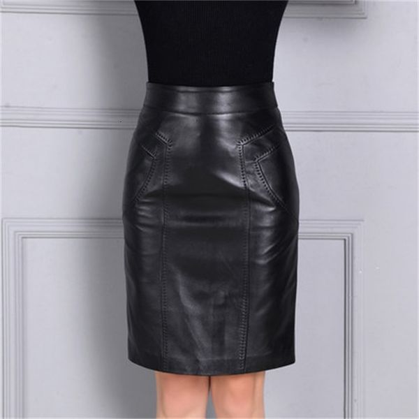 

genuine leather skirt from the female thin wrap hip k118 4j1g, Black