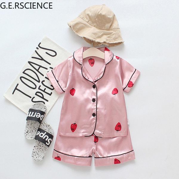 

2022 childrens printed pajamas set toddler kids baby boys girls cartoon pajamas t-shirt shorts clothes set pajamas, Blue;red