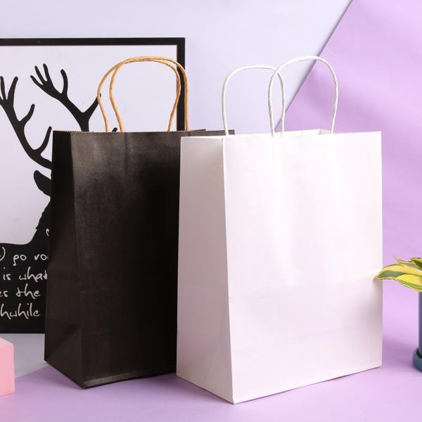 

10 pcs small colorful paper bag with handle 21x15x8cm durable and reusable gift bags- perfect for parties, grocery, wrapping