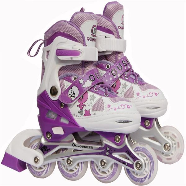 

full flashing wheels roller skate shoes for kids inline daily street brush skating single row adjust shoes ia37