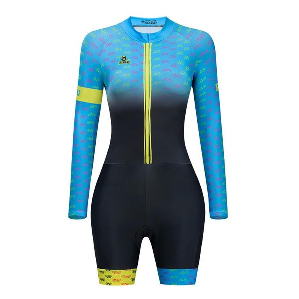 

racing sets frenesi women cycling jersey sport ciclismo maillot summer bicycle suit long sleeve outdoor team clothing jumpsuit, Black;blue