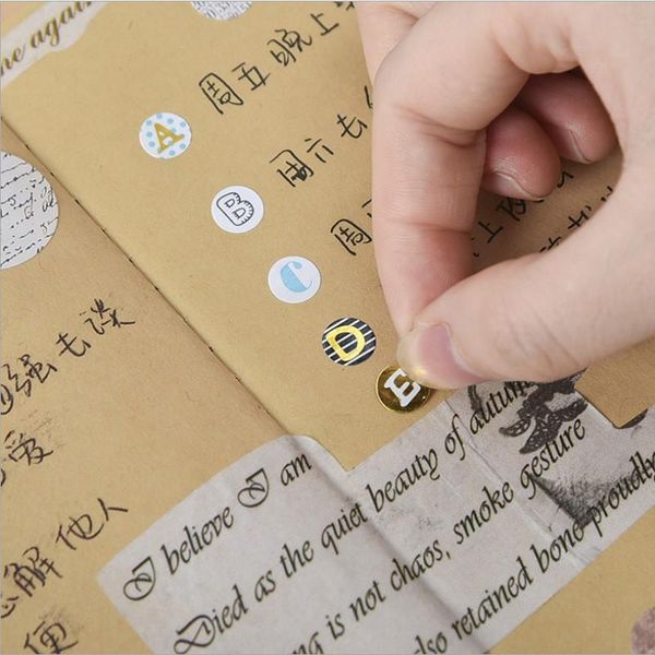 

gift wrap 1pack retro round/gilding english letters decorative stickers journal scrapbooking learning label tool diary stationery