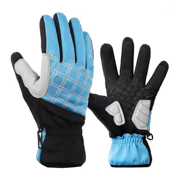 

outdoor cycling gloves thick full fingers winter warm windproof mittens1, Black