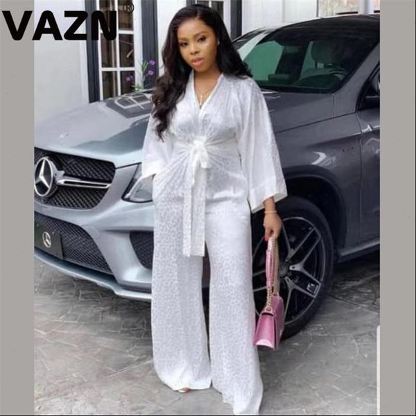 

chic 2021 spring dlady white long jumpsuit three quarter sleeve v neck bow knotted jumpsuit office lady new jumpsuits, Black;white
