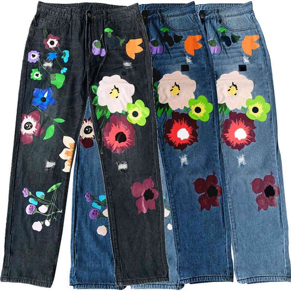 

jeans sale shrimp skin fashion women's print show thin denim straight pants women, Blue