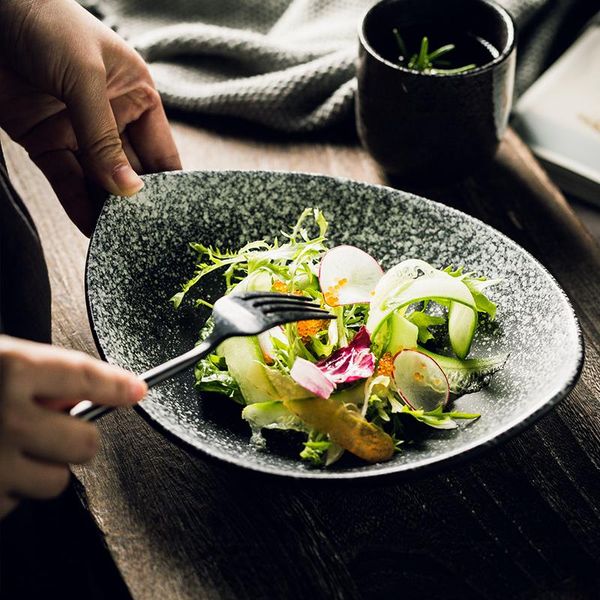 

dishes & plates japanese-style ceramic dinner plate household porcelain olive-shaped daily-use tableware restaurant creative serving