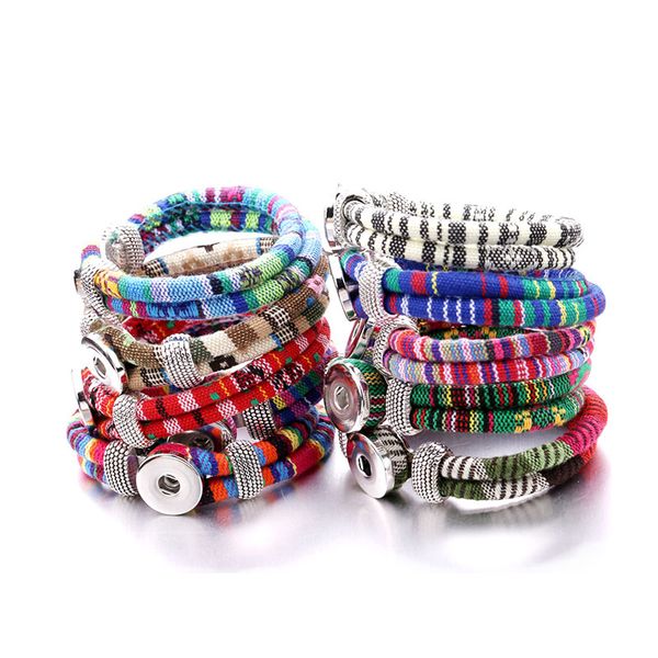 NOOSA colori ginger snap Braccialetti con ciondoli 18mm corda intrecciata da donna Snaps Button bangle wrap Bracciale da polso per gioielli fai da te di moda