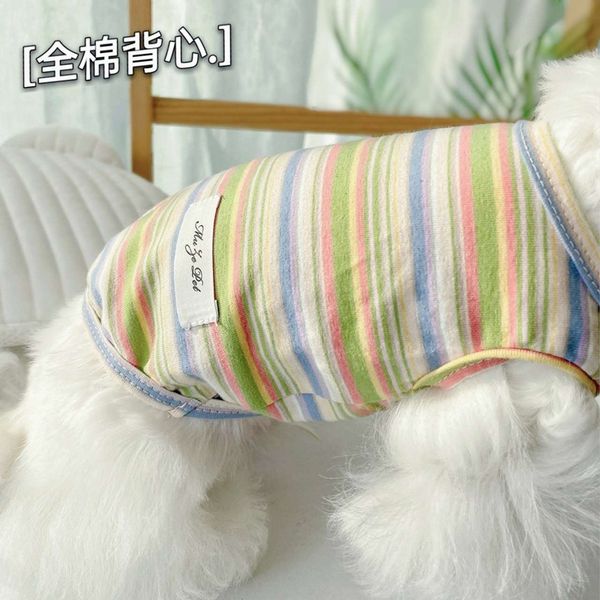 

striped pet cloth dog vt teddy cotton cat thinner than bear spring summer