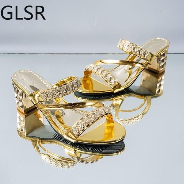 

women open toe square heel sandals brand high heel shoes gold 2021cm plus size summer 5.5, Black