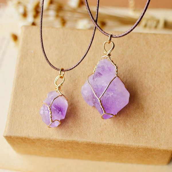 

pendant necklaces boeycjr natural stone necklace rope chain handmade winding jewelry ethnic vintage for women, Silver