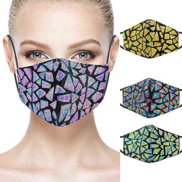 

black three-dimensional breathable sunscreen face-mask flash party masks sequin color cotton cloth mask