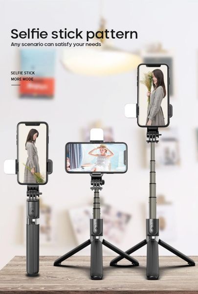 

selfie monopods bluetooth stick one-piece tripod with led fill light remote control for mobile phone po