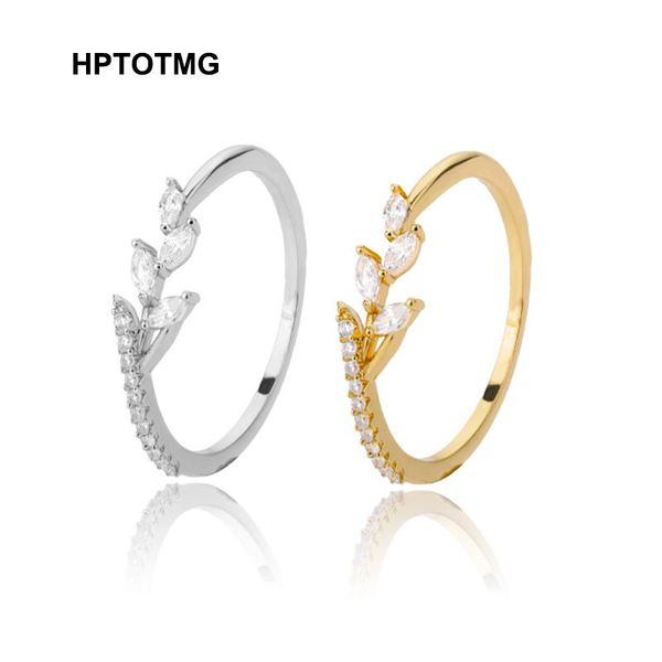 

wedding rings gold silver color aesthetic floral leaf zircon for women engagement fashion finger ring party jewelry gifts girl, Slivery;golden