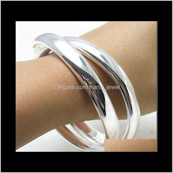 

factory price 925 sterling silver plated double ring bangles fashion jewelry shipping 5pcs/lot vsqox i5u2t, Black