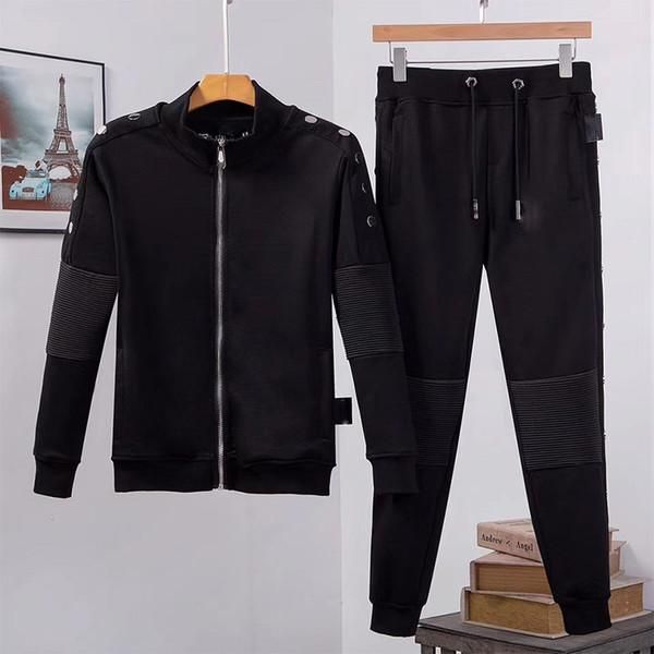 

qnpqyx designer hoodies+pants 2 piece sets mens tracksuits black solid color outfit suits sweatshirt zipper slim fit tracksuits, Gray