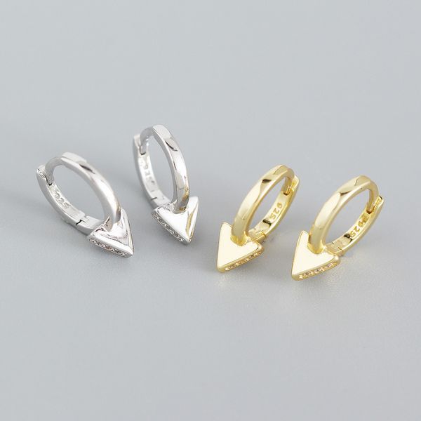 

yhe0266 light luxury s925 sterling silver ins punk style geometric triangle drill earrings, Golden