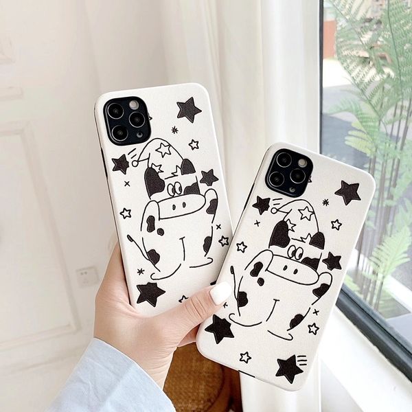 

cute cartoon cow phone case for iphone 11pro max case 11 se 2020 xr 7 8 plus x xs max cows star pattern matte soft silcone cover