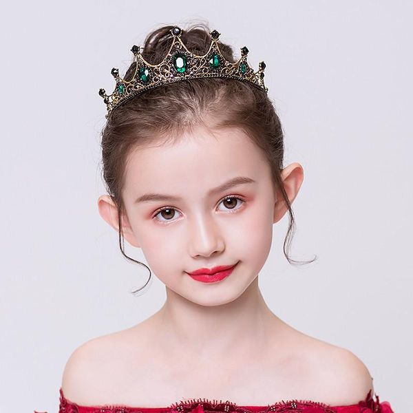 

hair accessories retro green navy blue children's performance crown queen birthday super fairy dress alloy, Slivery;white
