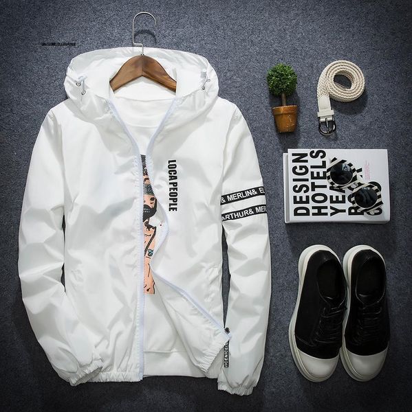 

spring autumn thin windbreaker plus size xs-xxl slim fit young men hooded bomber jacket kg-345, Black